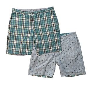 Tommy Bahama Reversible Shorts Plaid‎ Palm Print Casual Men's Size 40